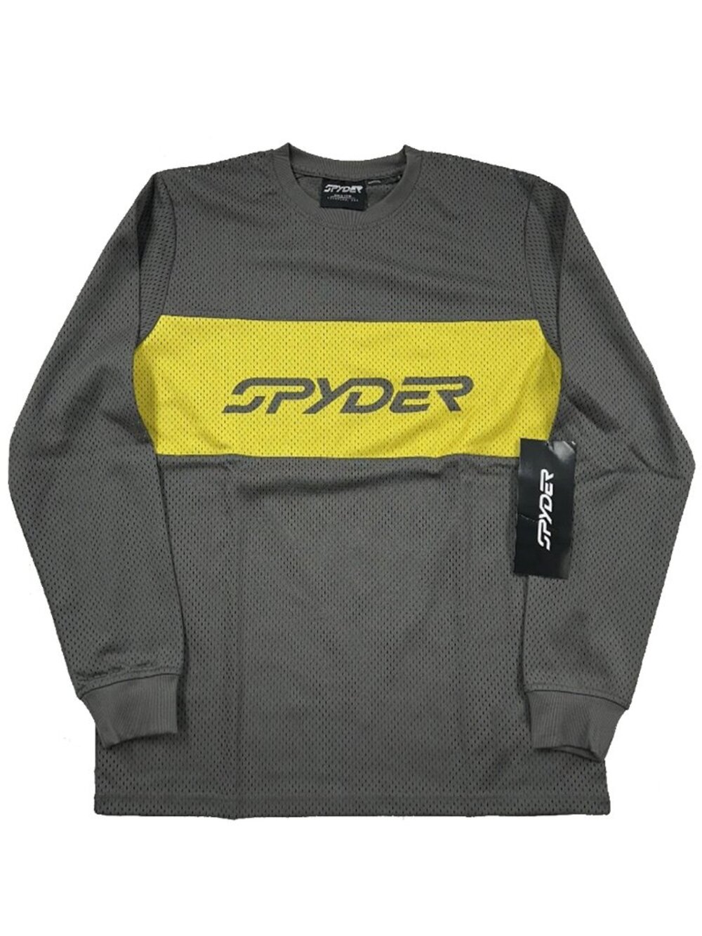 NEW Spyder Olson Jersey! Gray & Yellow Huge Spyder Spell Out Mesh Ventilation